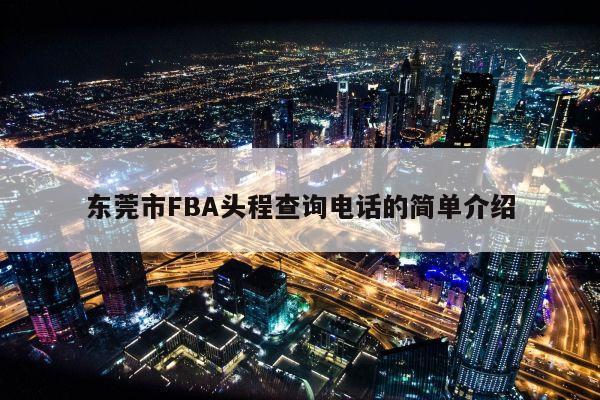 东莞市FBA头程查询电话的简单介绍