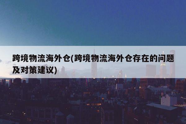 跨境物流海外仓(跨境物流海外仓存在的问题及对策建议)