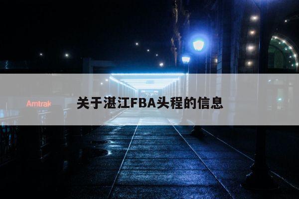 关于湛江FBA头程的信息